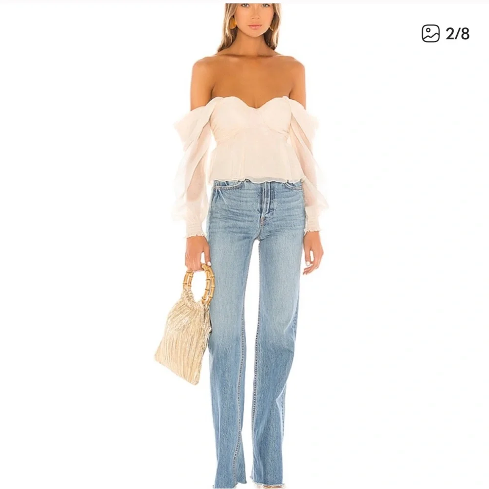 House of Harlowe 1960 x Revolve Burna Blouse in Cream - Size Small - Picture 9 of 11